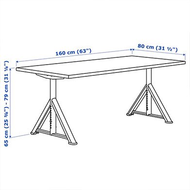 IKEA IDÅSEN Höhenverstellbarer Schreibtisch